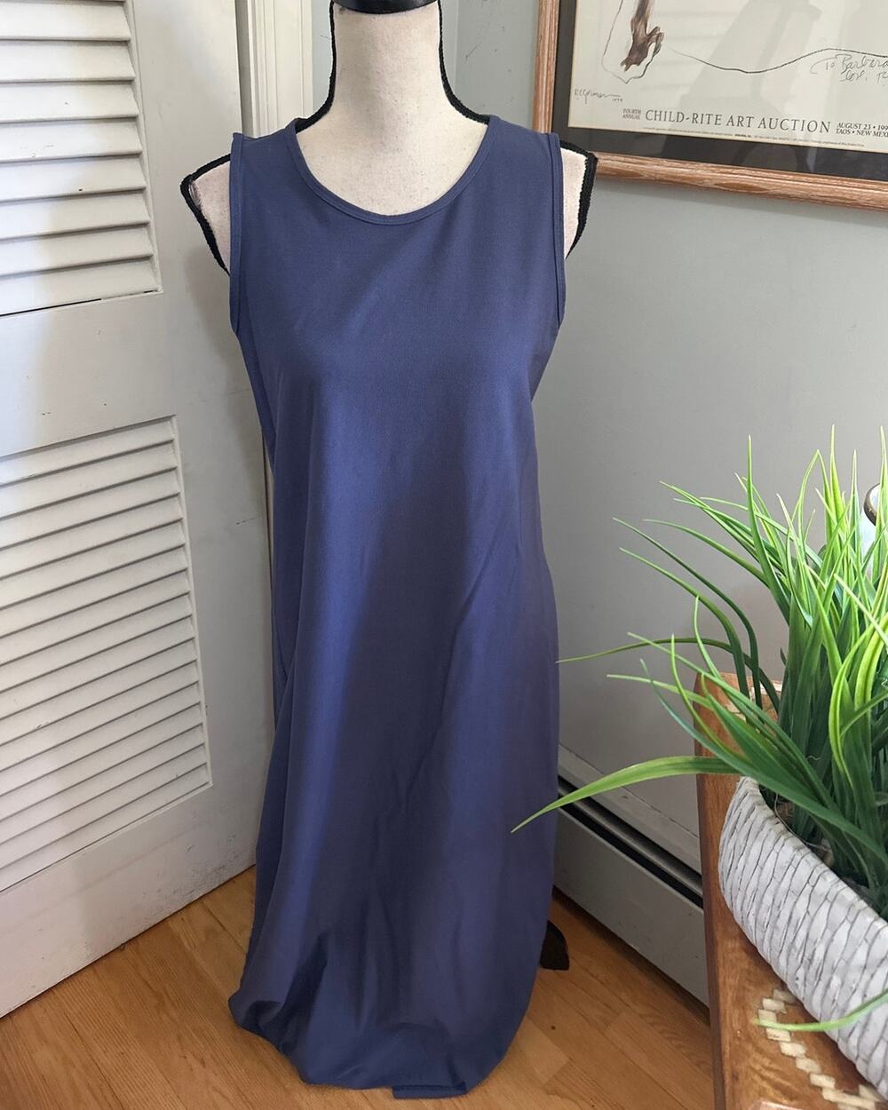 Eileen Fisher Dress Womens Small Blue Sleeveless Maxi Minimalist Lagenlook Tank
